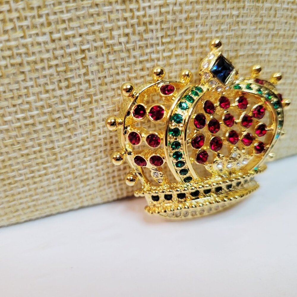 Vtg Kjl Kenneth J. Lane Signed Rhinestone Royal C… - image 2